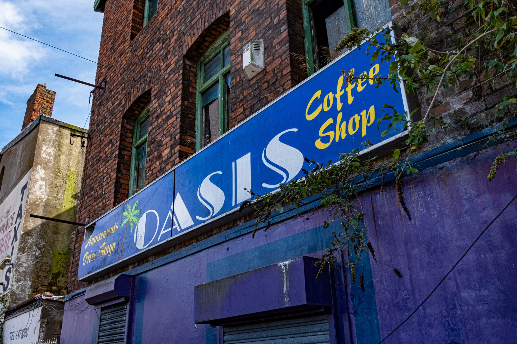 Overgrown Oasis Coffee Shop sign