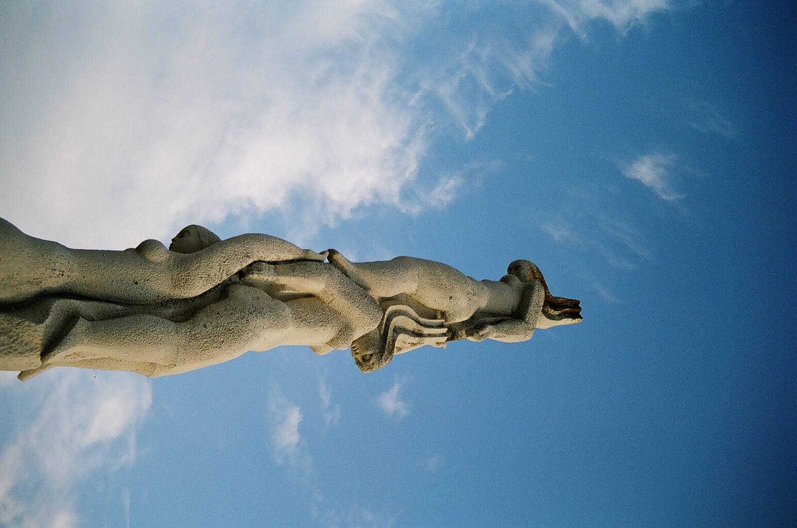 Carved figures against the wind