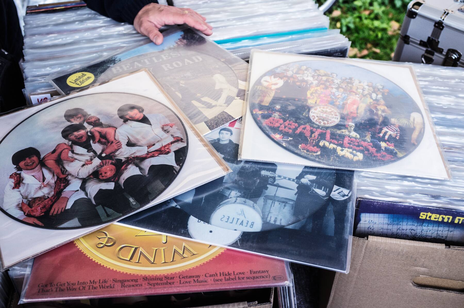 Beatles picture discs under cellophane