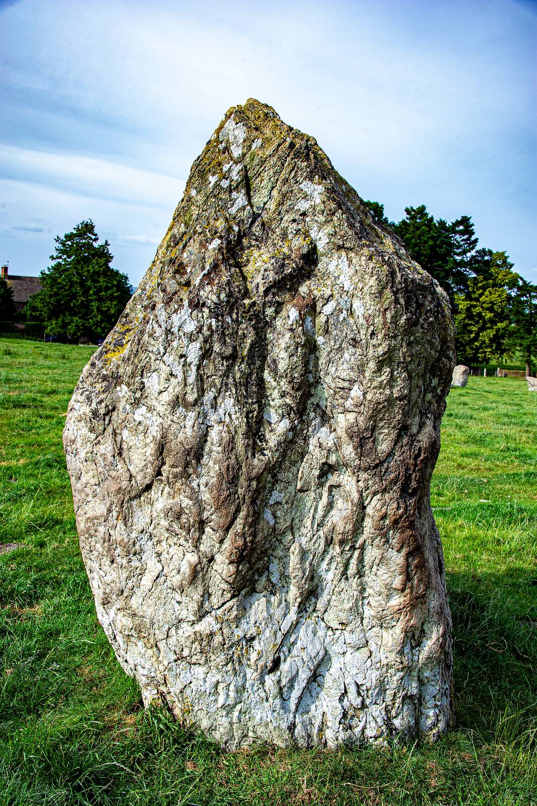 Long Meg, the red sandstone monolith