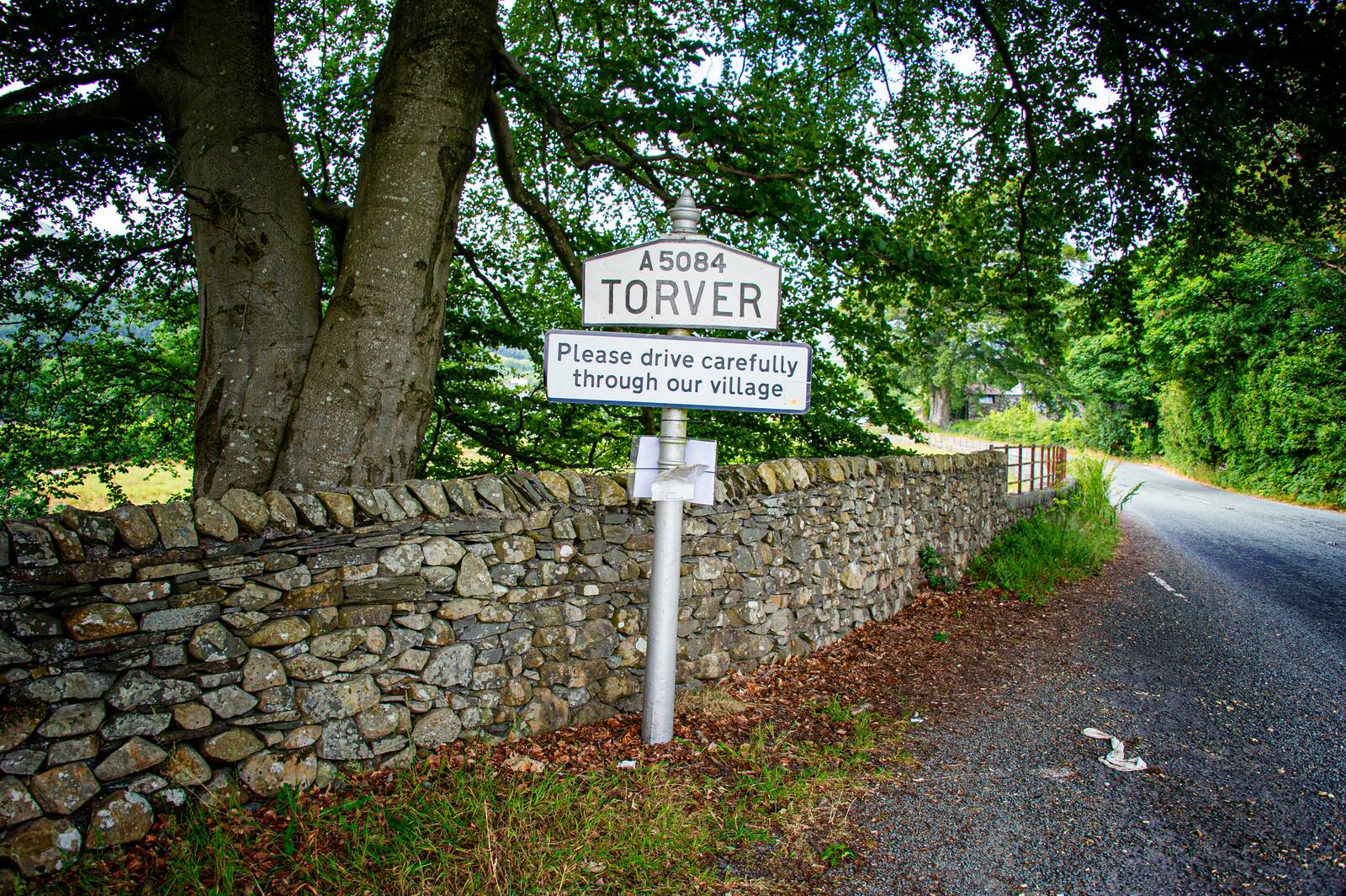 The Torver village sign on the A5084