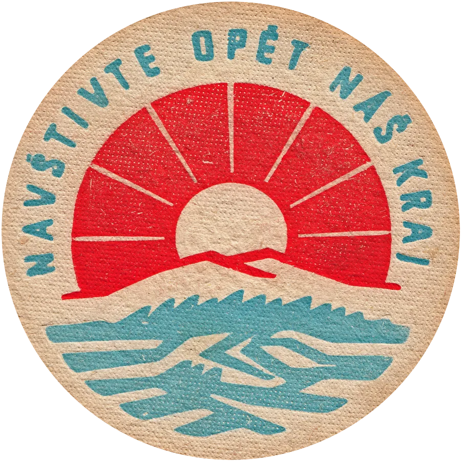 Visit our region again — red sun beer mat