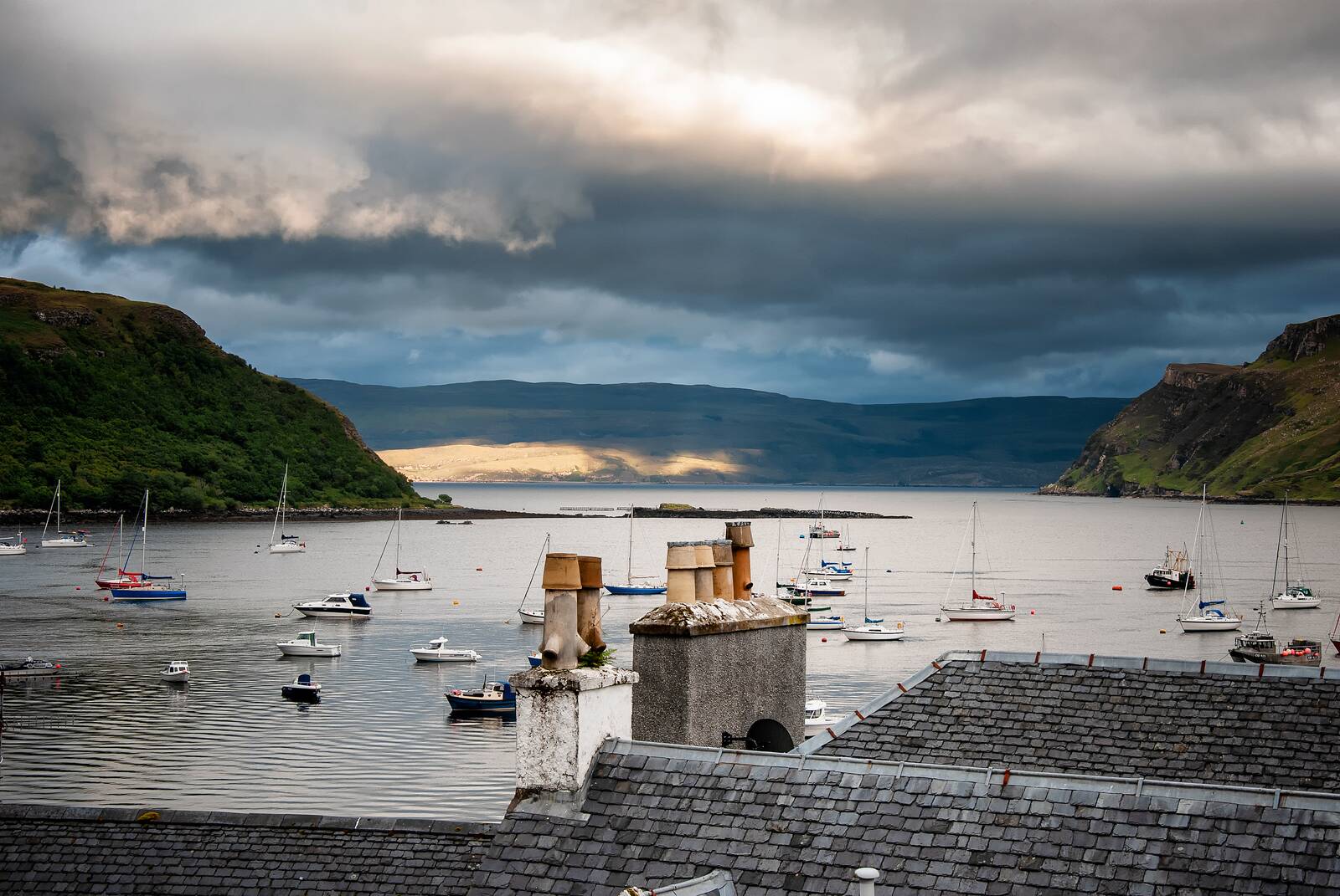 Portree harbour at dusk