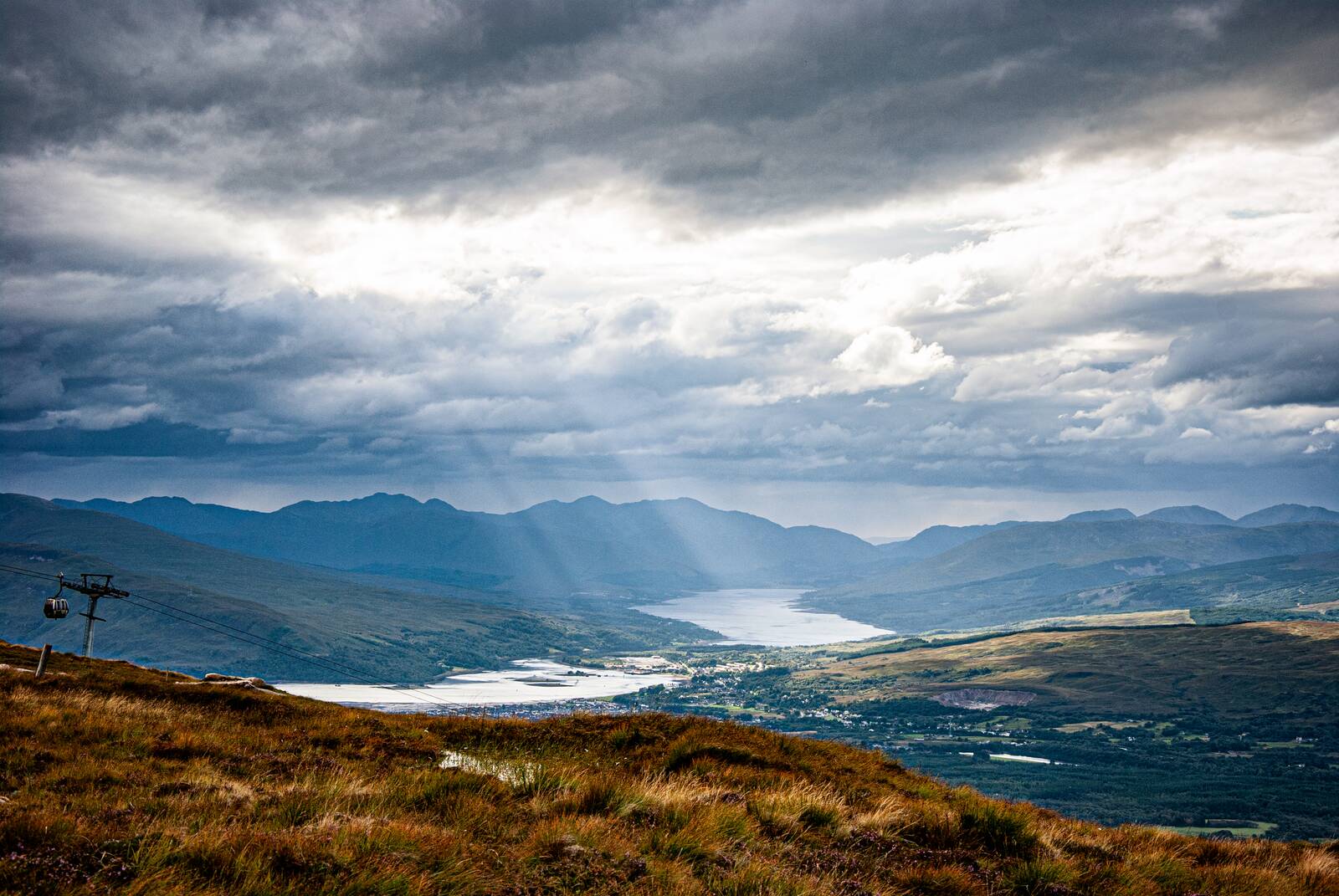 God rays over Loch Eil from Aonach Mor